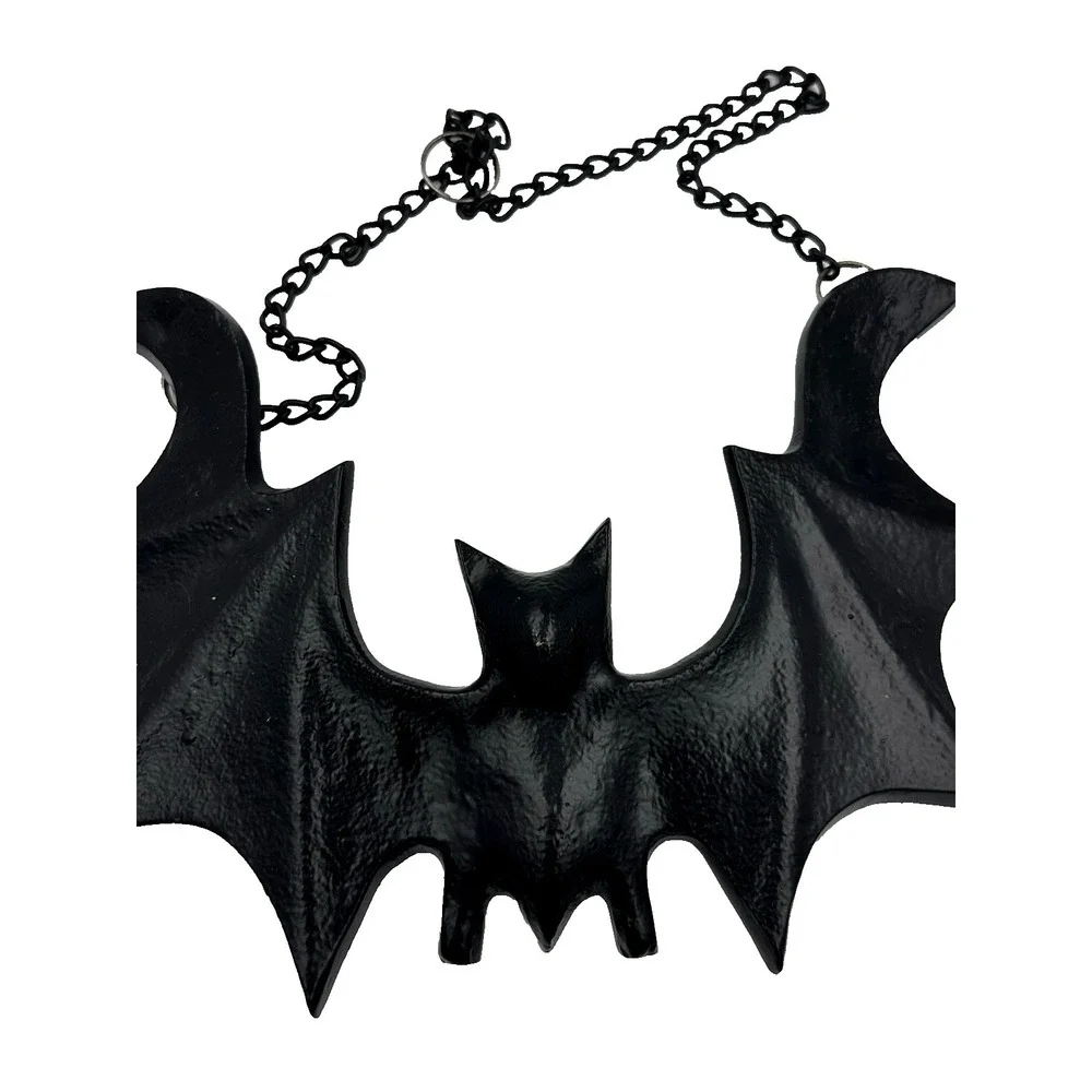 Black Vampire Bat Metal Decorative Wall Decor With Chain Gothic Halloween